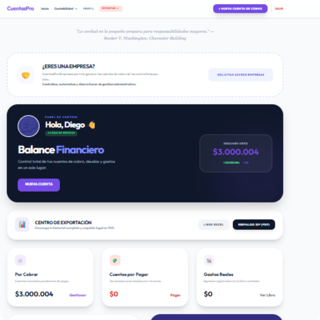 Dashboard Premium IA de CuentasPro - Vista Futurista
